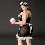 Костюм покоївки JSY «Слухняна Ельма» Plus Size Black, сукня, фартух, головний убір покоївки - мініатюра 4