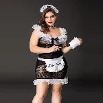 Костюм покоївки JSY «Слухняна Ельма» Plus Size Black, сукня, фартух, головний убір покоївки - мініатюра 1