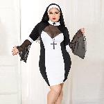 Еротичний костюм черниці JSY «Грішниця Лола» Plus Size Black, сукня, хрест, апостольник - мініатюра 5