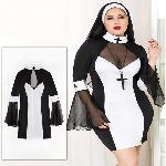 Еротичний костюм черниці JSY «Грішниця Лола» Plus Size Black, сукня, хрест, апостольник - мініатюра 6