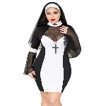 Еротичний костюм черниці JSY «Грішниця Лола» Plus Size Black, сукня, хрест, апостольник - мініатюра 1