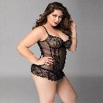 Мереживний корсет JSY «Сексуальна Белла» Plus Size Black, дрібна сітка, гіпюр, чашки з кісточками - мініатюра 4