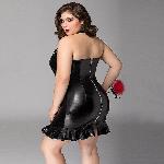 Латексна сукня JSY «Спокушена Лізі» Plus Size Black, мереживо, люверси, чокер - мініатюра 2