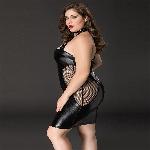 Еротична сукня JSY «Спокуслива Міла» Plus Size Black, прозорі вставки, стрепи, халтер - мініатюра 3