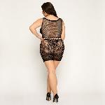 Сітчаста сукня з метеликами JSY «Сексапільна Емілі» Plus Size, Black, імітація шнурівки, мереживо - мініатюра 5