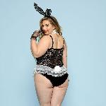 Еротичний костюм зайчика JSY «Пристрасна Медісон» Plus Size, Black, боді, вушка, рукавички, хвіст, ч - мініатюра 2