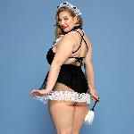 Костюм секс-покоївки JSY «Гаряча Кері» Plus Size Black, боді, спідниця, чокер, головний убір, мітелк - мініатюра 2