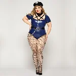 Еротичний костюм поліціянтки JSY «Пустотлива Кетт» Plus Size, blue, боді, головний убір поліціянтки - мініатюра 1