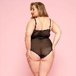 Сексуальне боді JSY «Пристрасна Лорейн» Plus Size Black, люверси, стрепи, екошкіра, шнурівка - мініатюра 2