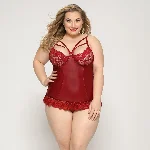 Сексуальний корсет зі стрепами JSY «Гаряча Тейлор» Plus Size, Red, мереживо, стрінги - мініатюра 1