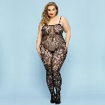 Відвертий бодістокінг JSY «Фатальна Скарлет» Plus Size, Black, імітація боді, мереживо, доступ - мініатюра 1
