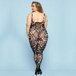Відвертий бодістокінг JSY «Фатальна Скарлет» Plus Size, Black, імітація боді, мереживо, доступ - мініатюра 2