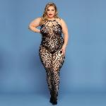 Сітчастий бодістокінг JSY «Відверта Мадлен» Plus Size, Black, імітація боді, мереживо, доступ - мініатюра 5