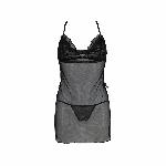 Сорочка Passion DELIENA CHEMISE L/XL black, стрінги із заниженою талією - мініатюра 3