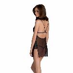 Сорочка Passion DELIENA CHEMISE XXL/XXXL black, стрінги із заниженою талією - мініатюра 2