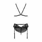 Комплект з відкритим доступом Passion DELIENA SET L/XL black, ліф, стрінги, пояс для панчіх - мініатюра 5