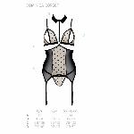Корсет з відкритими грудьми Passion DOMINICA CORSET L/XL beige, пажі для панчіх, стрінги - мініатюра 5