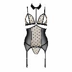 Корсет з відкритими грудьми Passion DOMINICA CORSET XXL/XXXL beige, пажі для панчіх, стрінги - мініатюра 3