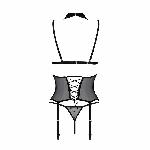 Корсет з відкритими грудьми Passion DOMINICA CORSET L/XL black, пажі для панчіх, стрінги - мініатюра 4
