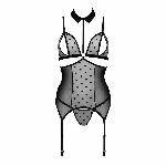Корсет з відкритими грудьми Passion DOMINICA CORSET XXL/XXXL black, пажі для панчіх, стрінги - мініатюра 3