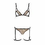 Еротичний комплект спідньої білизни Passion GABI SET L/XL beige, трусики з гартерами - мініатюра 3
