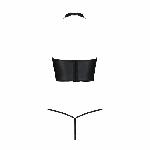 Комплект білизни з відкритими грудьми Passion GENEVIA SET WITH OPEN BRA S/M black, корсет, стрінги - мініатюра 4