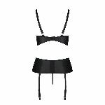 Корсет з відкритими грудьми Passion JANNIES CORSET L/XL black, стрінги в наборі - мініатюра 4