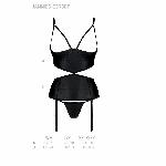 Корсет з відкритими грудьми Passion JANNIES CORSET XXL/XXXL black, стрінги в наборі - мініатюра 5