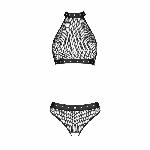 Білизна з відкритим доступом Passion MOONLIGHT SET XXL/XXXL black, топ, стрінги - мініатюра 3