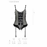 Корсет зі шнурівкою Passion NESSY CORSET XXL/XXXL black, стрінги з відкритим доступом, пажі для панч - мініатюра 5