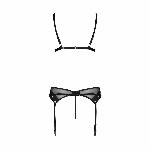 Комплект білизни Passion NESSY SET XXL/XXXL black, бюстгальтер, пояс для панчіх, стрінги - мініатюра 4