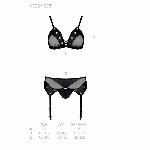 Комплект білизни Passion NESSY SET XXL/XXXL black, бюстгальтер, пояс для панчіх, стрінги - мініатюра 5