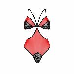 Напівпрозоре боді з мереживом Passion PEONIA BODY S/M red - мініатюра 3