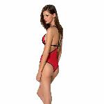 Напівпрозоре боді з мереживом Passion PEONIA BODY XXL/XXXL red - мініатюра 2