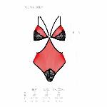 Напівпрозоре боді з мереживом Passion PEONIA BODY XXL/XXXL red - мініатюра 5