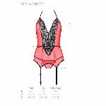 Корсет з пажами для панчіх Passion PEONIA CORSET L/XL red, стрінги - мініатюра 6