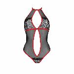 Сітчасте боді з мереживом на грудях Passion SATARA BODY L/XL red - мініатюра 3