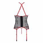 Корсет з пажами Passion SATARA CORSET L/XL red, стрінги, мереживо, застібки спереду та ззаду - мініатюра 4