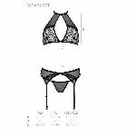 Комплект білизни Passion SATARA SET S/M black, топ, пояс для панчіх, стрінги - мініатюра 5