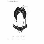 Боді з відкритим доступом Passion TASMINA BODY L/XL black, екошкіра, шнурівки, ажурні мережива - мініатюра 5