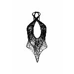 Мереживне тедді Leg Avenue Lace and net halter teddy One size Black, глибокий виріз, халтер - мініатюра 7