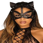 Маска кішки з екошкіри Leg Avenue Vegan leather studded cat mask Black - мініатюра 1