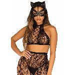 Маска кішки з екошкіри Leg Avenue Vegan leather studded cat mask Black - мініатюра 3