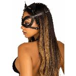 Маска кішки з екошкіри Leg Avenue Vegan leather studded cat mask Black - мініатюра 2