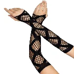 Довгі мітенки Leg Avenue Faux wrap net arm warmers One size Black, велика сітка - мініатюра 1