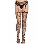 Панчохи-сітка Leg Avenue Net stockings with garter belt One size Black, пояс, підв’язки - мініатюра 3