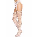 Панчохи-сітка Leg Avenue Net stockings with garter belt One size White, пояс, підв’язки - мініатюра 4