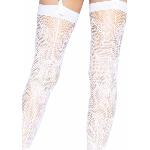 Панчохи-сітка зі швом ззаду Leg Avenue Butterfly back seam thigh highs One size White - мініатюра 4