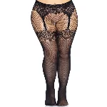 Колготки Leg Avenue Fishnet tights with back seam One size Black, задній шов, мереживо, сітка - мініатюра 1