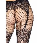 Колготки Leg Avenue Fishnet tights with back seam One size Black, задній шов, мереживо, сітка - мініатюра 4